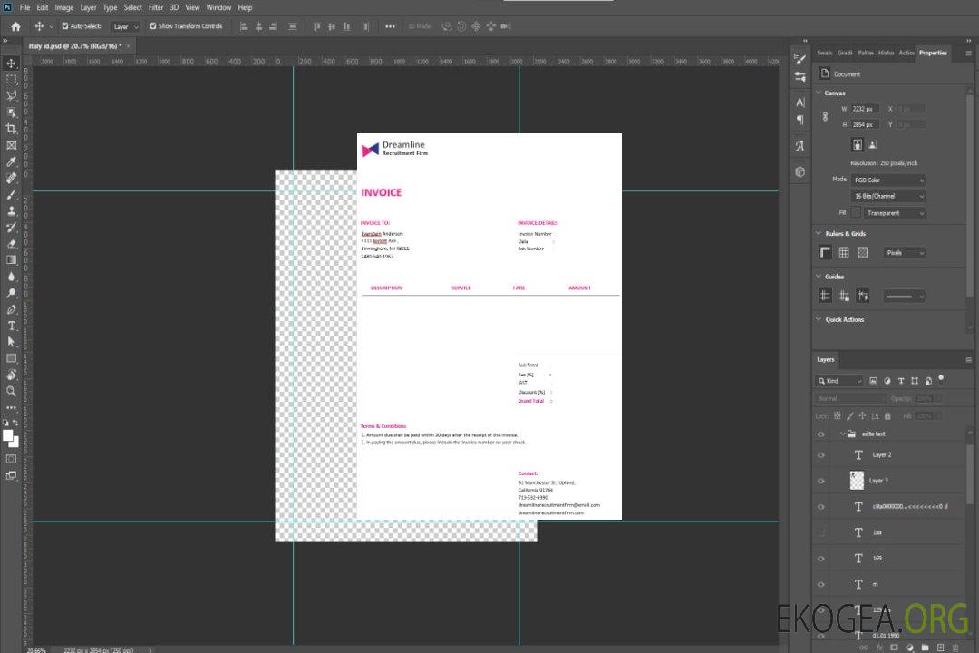 Modèle de facture pour cabinet de recrutement template